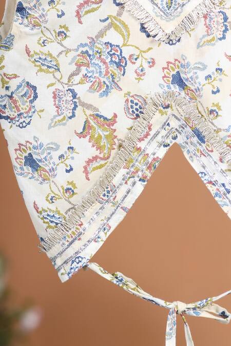 Shop Cute Couture Blue Cotton Gota Patti Floral Print Panelled Lehenga Set Shop_Cute Couture_Blue Cotton Gota Patti Floral Print Panelled Lehenga Set