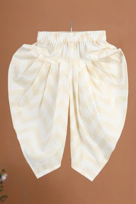 Shop Cute Couture Beige Cotton Printed Chevron Floral Cape Cowl Dhoti Pant Set Online at Aza Fashions Shop_Cute Couture_Beige Cotton Printed Chevron Floral Cape Cowl Dhoti Pant Set _Online_at_Aza_Fashions