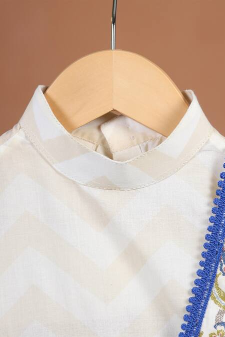 Buy Cute Couture Beige Cotton Printed Chevron Floral Cape Cowl Dhoti Pant Set Buy_Cute Couture_Beige Cotton Printed Chevron Floral Cape Cowl Dhoti Pant Set