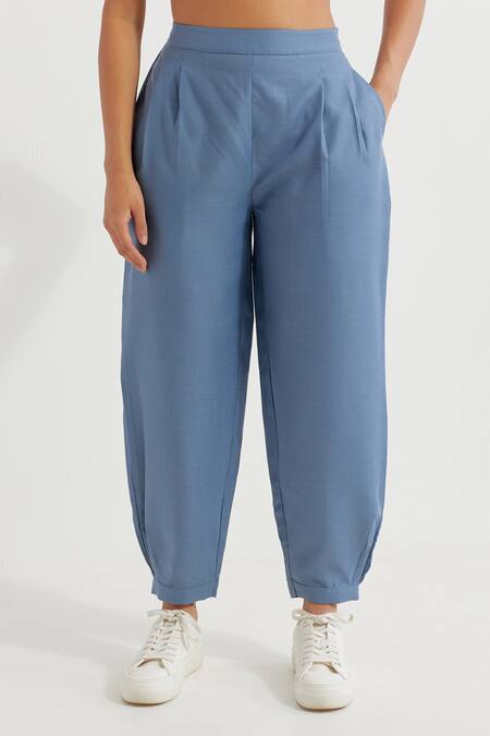 The Indian Cause Blue Cotton Round Neck Joanna Straight Kurta With Pant at Aza Fashions The Indian Cause_Blue Cotton Round Neck Joanna Straight Kurta With Pant_at_Aza_Fashions