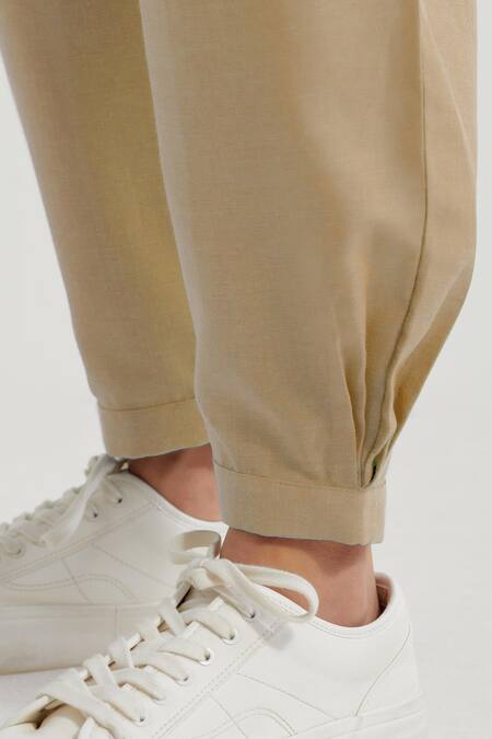 The Indian Cause Beige Cotton Round Neck Joanna Straight Plain Kurta With Pant Online at Aza Fashions The Indian Cause_Beige Cotton Round Neck Joanna Straight Plain Kurta With Pant_Online_at_Aza_Fashions