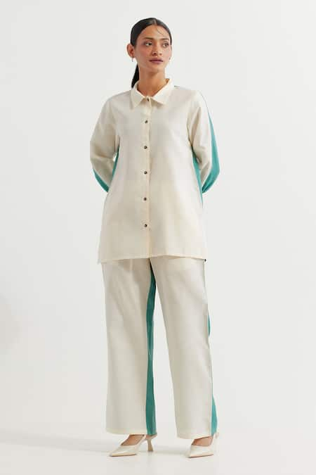 TIC Caroline Color Blocked Shirt & Pant Co-ord Set 