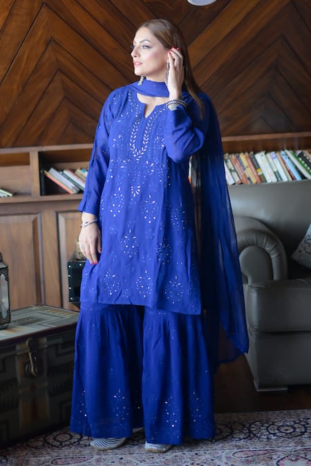 Cilwana Studio Mukaish Embroidered Kurta With Gharara Set 
