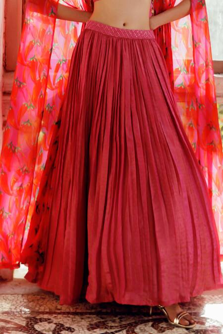 17:17 By Simmi Saboo Pink Chanderi, Taffeta Beads, Embroidery Maahika Gathered Lehenga And Jacket Set Online at Aza Fashions 17:17 By Simmi Saboo_Pink Chanderi, Taffeta Beads, Embroidery Maahika Gathered Lehenga And Jacket Set _Online_at_Aza_Fashions