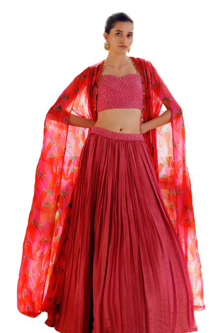 Buy 17:17 By Simmi Saboo Pink Chanderi, Taffeta Beads, Embroidery Maahika Gathered Lehenga And Jacket Set Online at Aza Fashions Buy_17:17 By Simmi Saboo_Pink Chanderi, Taffeta Beads, Embroidery Maahika Gathered Lehenga And Jacket Set _Online_at_Aza_Fashions