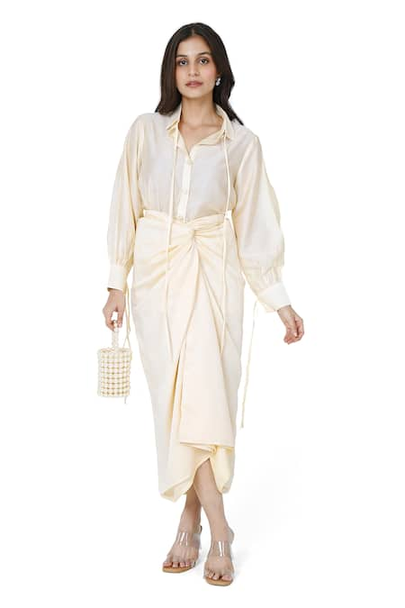 Komal Shah Plain Shirt With Draped Skirt 