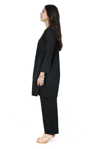 Buy Komal Shah Black Cotton Satin High Neck Side Gathered Kurta With Pant Online at Aza Fashions Buy_Komal Shah_Black Cotton Satin High Neck Side Gathered Kurta With Pant _Online_at_Aza_Fashions