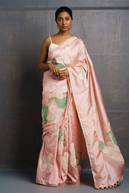 Rouka by Sreejith Jeevan Silk Embroidered Saree With Unstitched Blouse Piece 