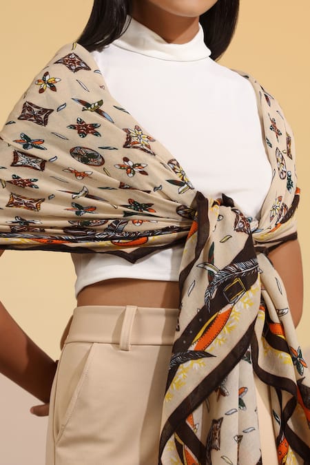 Dusala Multi Color Embroidery Tara Mandala Pattern Scarf Online at Aza Fashions Dusala_Multi Color Embroidery Tara Mandala Pattern Scarf _Online_at_Aza_Fashions