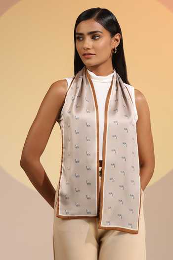Dusala_Beige Denali Pony Pattern Neck Scarf _Online_at_Aza_Fashions