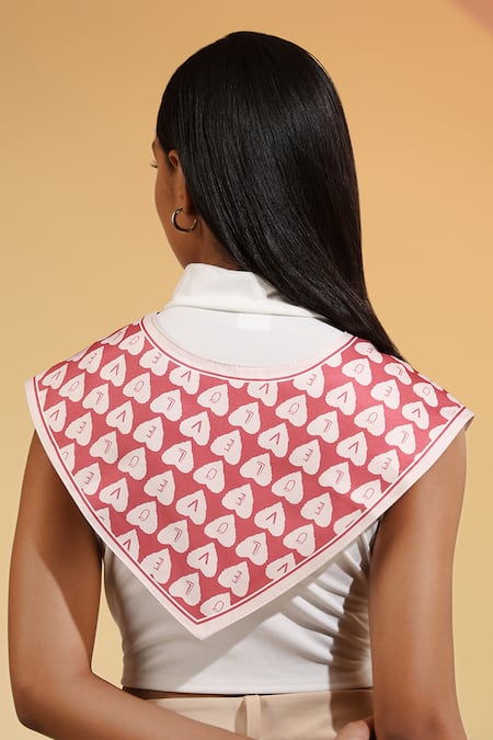 Dusala_Red Hiya Love Pattern Neck Scarf _Online_at_Aza_Fashions