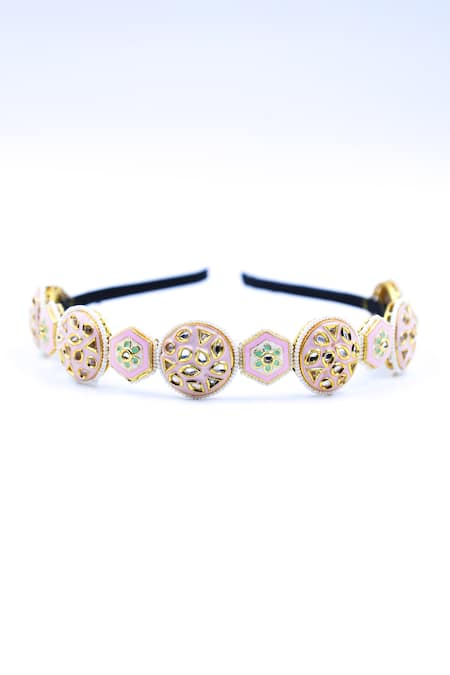 Foot Fuel Embellished Geometric Carved Brooch Hairband 