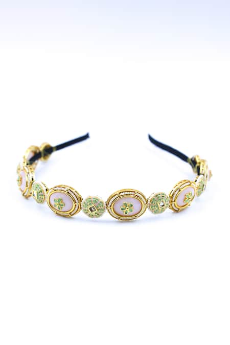 Foot Fuel Embellished Circular Carved Brooch Hairband 