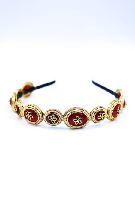 Foot Fuel Gold Crystals, Beads, Brooches Oval Carved Hairband 