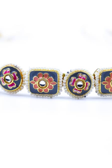 Buy_Foot Fuel_Gold Crystals, Beads, Brooches Floret Carved Hairband _Online_at_Aza_Fashions