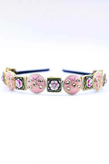 Foot Fuel_Gold Beads, Crystals, Brooches Vintage Floral Carved Hairband _Online_at_Aza_Fashions