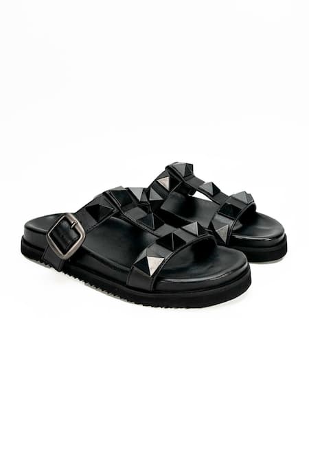 Heel Your Sole Stud Emebllished Sliders 