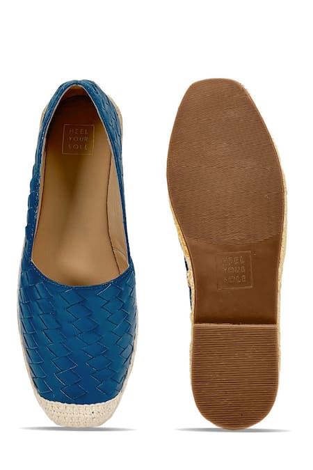 Shop Heel Your Sole Blue Basket Weave Pattern Espadrilles at Aza Fashions Shop_Heel Your Sole_Blue Basket Weave Pattern Espadrilles _at_Aza_Fashions