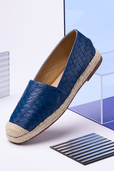 Heel Your Sole Blue Basket Weave Pattern Espadrilles Online at Aza Fashions Heel Your Sole_Blue Basket Weave Pattern Espadrilles _Online_at_Aza_Fashions