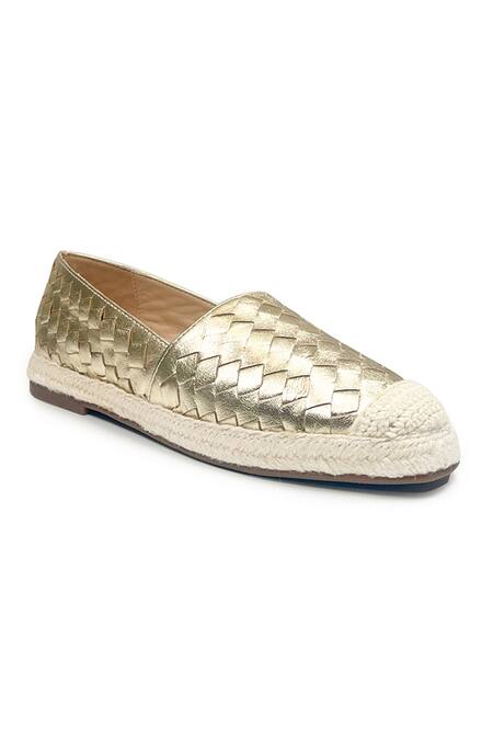 Shop Heel Your Sole Gold Basket Weave Espadrilles Online at Aza Fashions Shop_Heel Your Sole_Gold Basket Weave Espadrilles _Online_at_Aza_Fashions