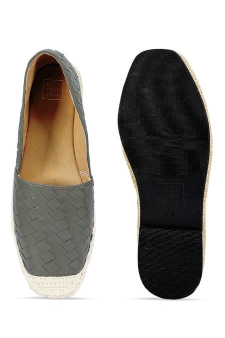 Shop Heel Your Sole Beige Genuine Leather Basket Weave Pattern Espadrilles at Aza Fashions Shop_Heel Your Sole_Beige Genuine Leather Basket Weave Pattern Espadrilles _at_Aza_Fashions
