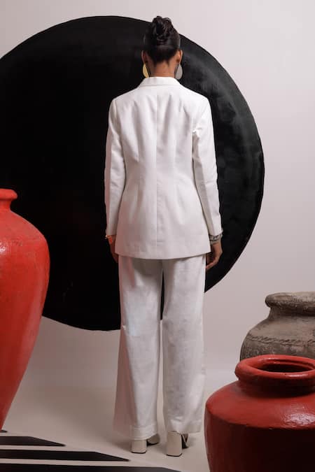 Shop Nautanky Ivory Handloom Cotton Embroidery Etheral Floral Blazer With Pant at Aza Fashions Shop_Nautanky_Ivory Handloom Cotton Embroidery Etheral Floral Blazer With Pant _at_Aza_Fashions