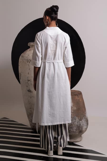 Shop Nautanky Ivory Handloom , Embroidery Radiance Floral Kurta With Pant at Aza Fashions Shop_Nautanky_Ivory Handloom , Embroidery Radiance Floral Kurta With Pant _at_Aza_Fashions