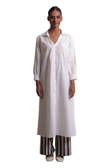 Shop Nautanky Ivory , Handloom Embroidery Balance Floral Kurta With Pant Online at Aza Fashions Shop_Nautanky_Ivory , Handloom Embroidery Balance Floral Kurta With Pant _Online_at_Aza_Fashions