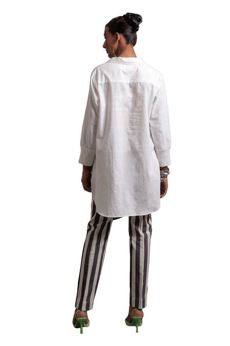 Buy Nautanky Ivory Handloom , Embroidery Collared Harmony Shirt With Pant Buy_Nautanky_Ivory Handloom , Embroidery Collared Harmony Shirt With Pant