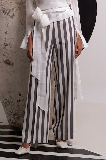 Buy Nautanky Ivory Organza, Handloom Cotton V-neck Wabi Shirt With Pant Set Online at Aza Fashions Buy_Nautanky_Ivory Organza, Handloom Cotton V-neck Wabi Shirt With Pant Set _Online_at_Aza_Fashions