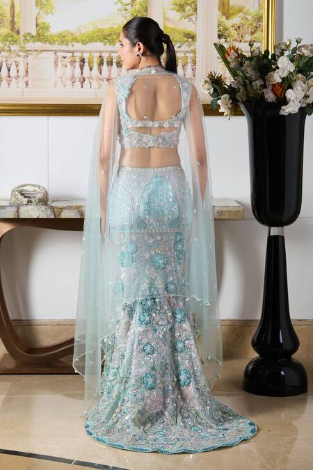 Moledro Daria Iris Garden Embroidered Bridal Lehenga Set 