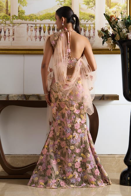 Moledro Ziva Bloomy Embroidered Blouse With Draped Skirt 