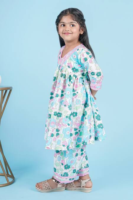 Buy_Kalp_Blue Cotton Lace Ivy Blossom Print Anarkali With Pant _Online_at_Aza_Fashions