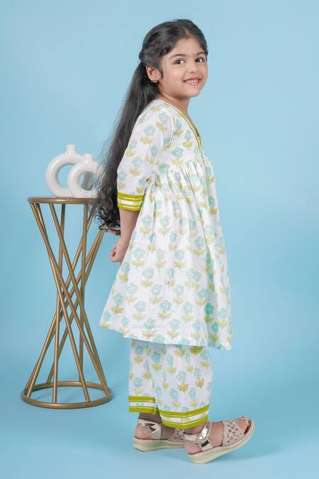 Buy Kalp White Cotton Luna Blossom Bud Print Anarkali With Pant Online at Aza Fashions Buy_Kalp_White Cotton Luna Blossom Bud Print Anarkali With Pant _Online_at_Aza_Fashions