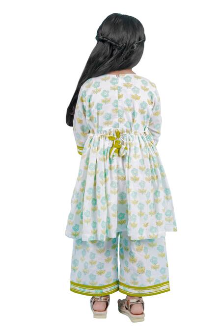 Kalp White Cotton Luna Blossom Bud Print Anarkali With Pant at Aza Fashions Kalp_White Cotton Luna Blossom Bud Print Anarkali With Pant _at_Aza_Fashions