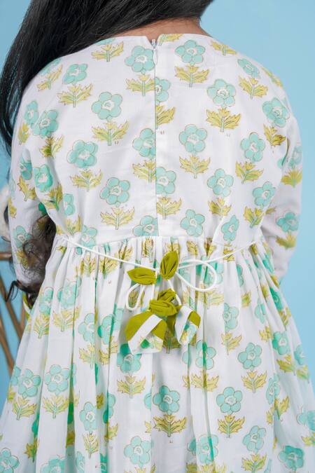 Buy Kalp White Cotton Luna Blossom Bud Print Anarkali With Pant Buy_Kalp_White Cotton Luna Blossom Bud Print Anarkali With Pant