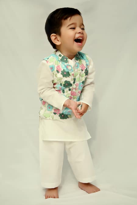 Kalp Max Blossom Print Bundi Kurta Set 