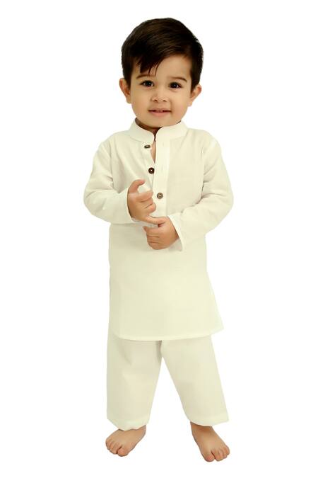 Shop Kalp White Cotton Embroidery Blossom Print Bundi Kurta Set Shop_Kalp_White Cotton Embroidery Blossom Print Bundi Kurta Set