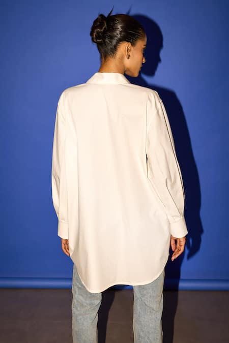 Esha Arora Cotton Floral Placement Embroidered Shirt 