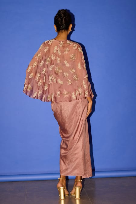 Esha Arora Pearl Embroidered Cape Dhoti Skirt Set 