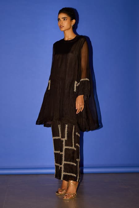 Esha Arora Sleeve Embroidered Kurta & Flared Pant Set 