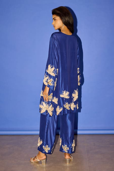 Esha Arora Silk Pearl Embroidered Kurta & Pant Set 