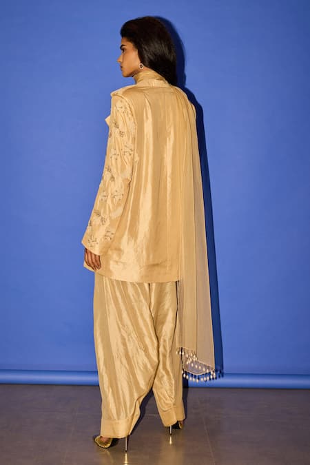 Esha Arora Silk Pearl Embroidered Blazer Set 