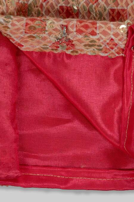 Champscloset_Peach Cotton Cut Work, Sequins Embroidered Top With Lehenga_Online_at_Aza_Fashions