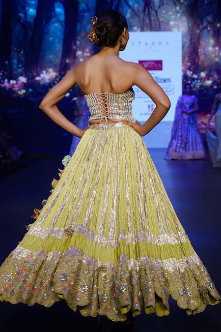 Etasha By Asha Jain Metallic Tissue Embellished Lehenga Set 