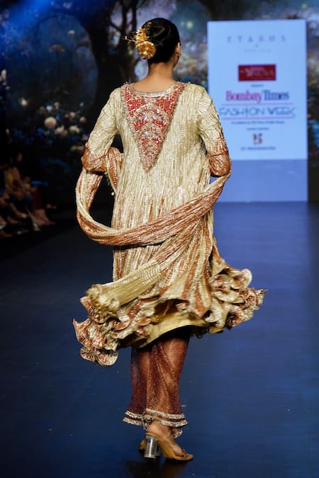 Etasha By Asha Jain Metallic Embellished Anarkali 