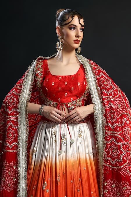 Etasha By Asha Jain Ombre Embellished Bridal Lehenga Jacket Set 