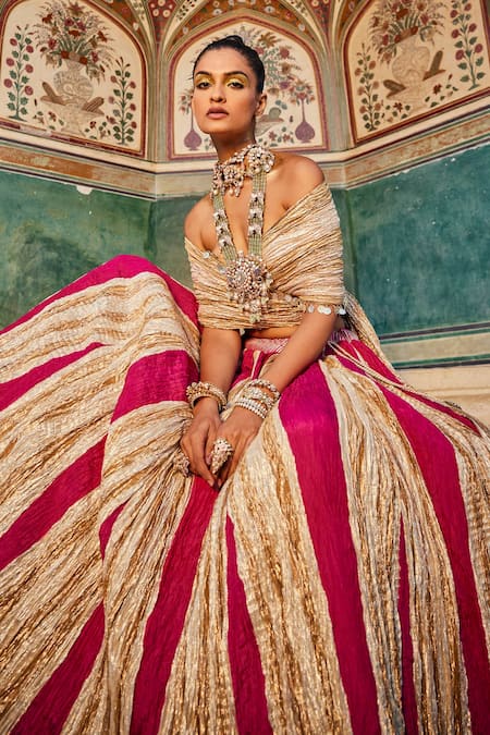 Etasha By Asha Jain Two Tone Textured Lehenga With Blouse 