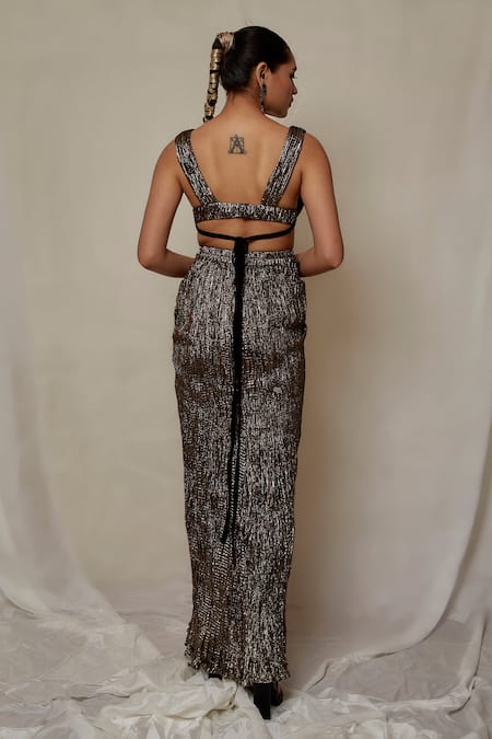 Etasha By Asha Jain Metallic Bustier Skirt Set 