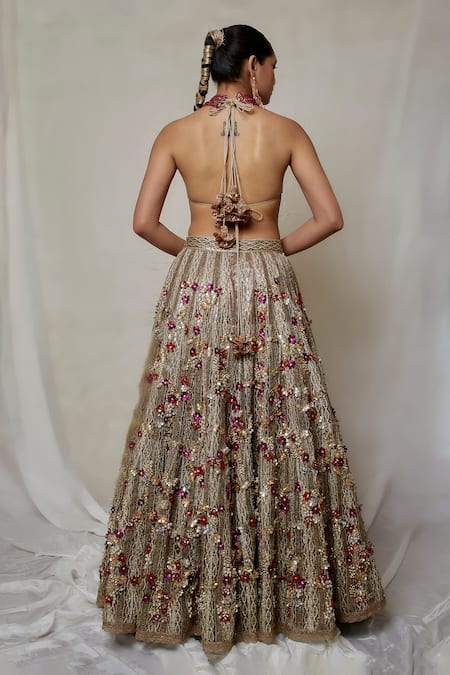 Etasha By Asha Jain 3D Floral Embellished Lehenga With Blouse 